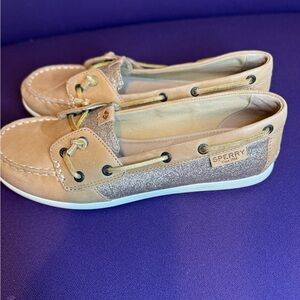 Sperry Tan Moccasin Boat Shoes with Classic Stitching